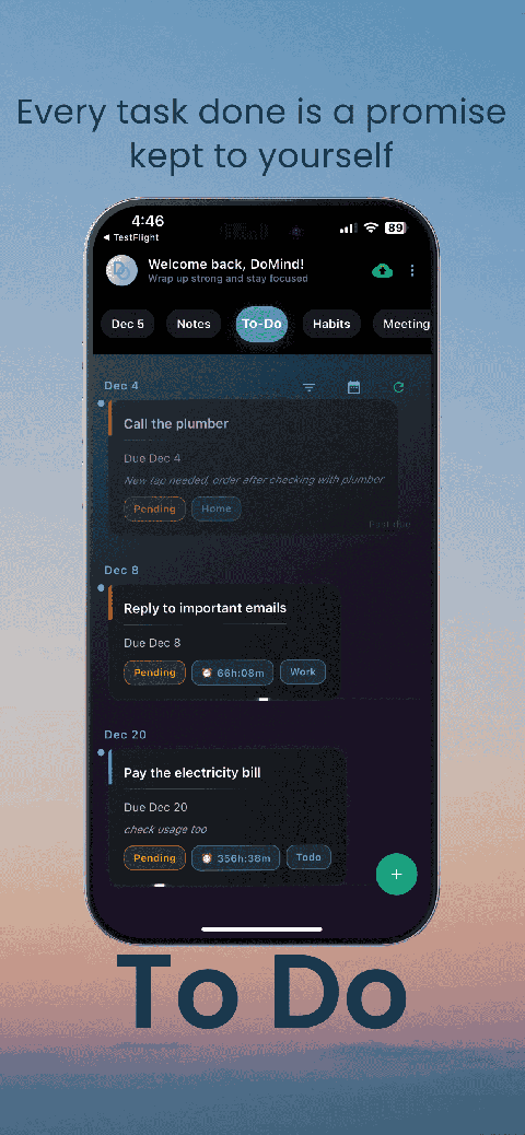 DoMind to-do list manager for daily tasks and priorities
