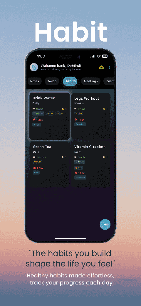 DoMind habit tracker for building consistent daily habits