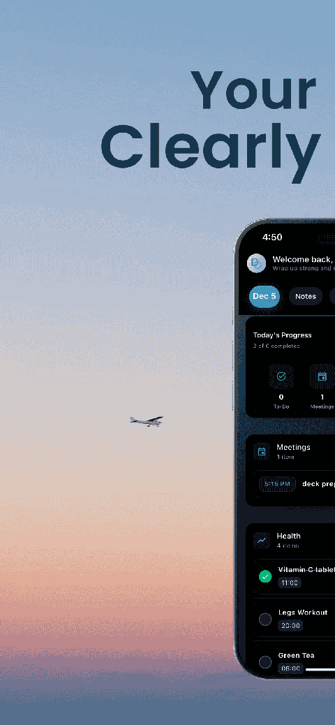 DoMind visual dashboard - clean organized daily planner view